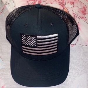 Black Mesh Cap with American Flag Patch